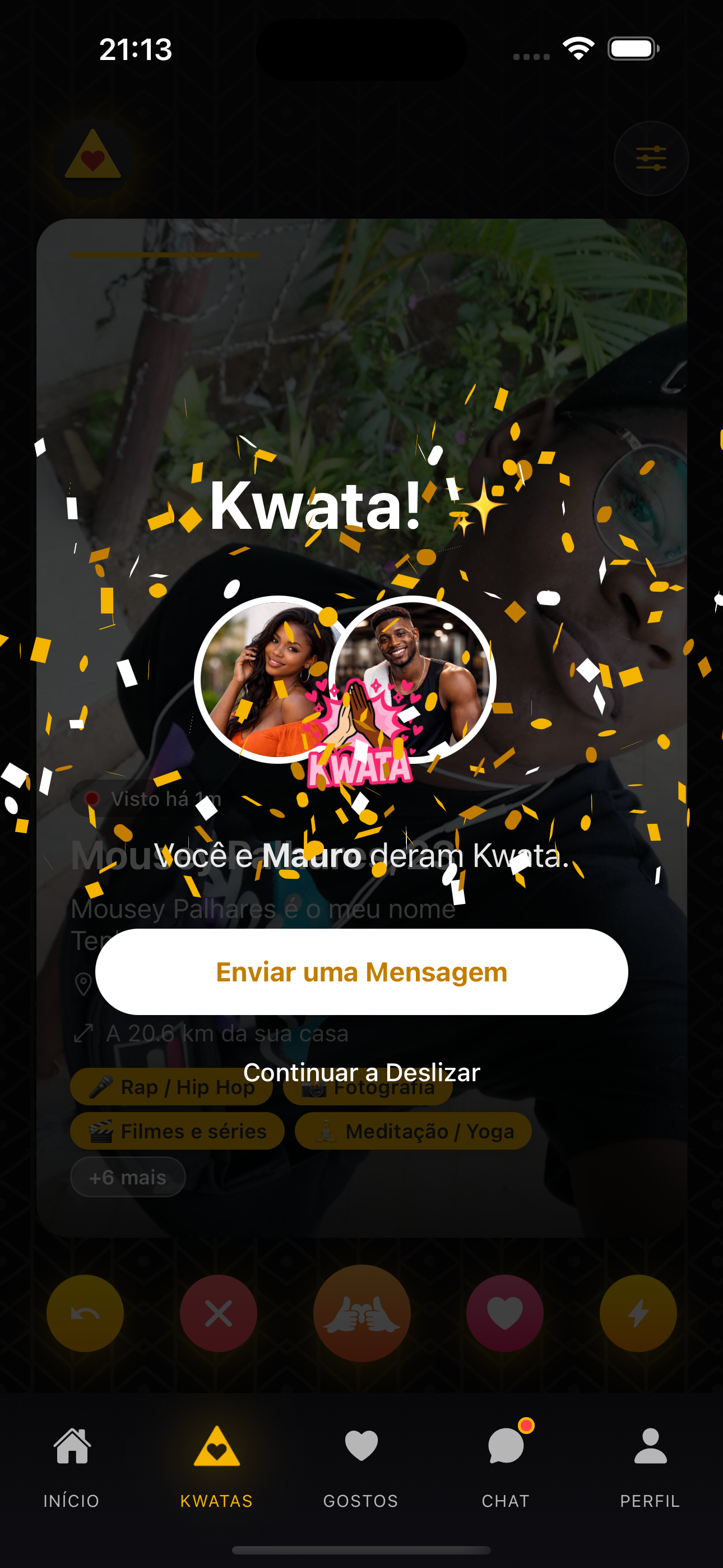 Ecrã de conexão no Placa do Amor