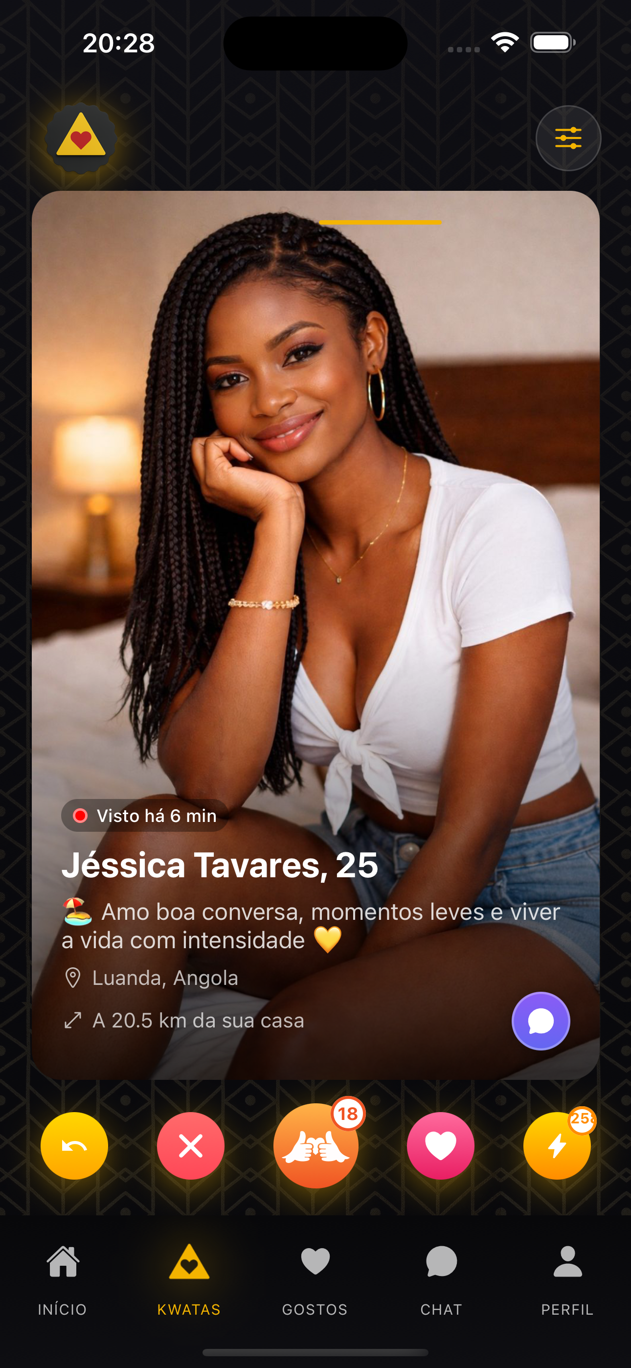Ecrã do app Placa do Amor